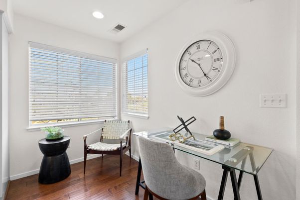 Home Office, Interior, Recessed Lighting, Wood Texture Flooring