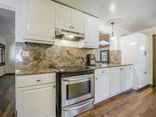 Interior, Kitchen, Pendant Lights, Stainless Steel Appliances, Wood Texture Flooring
