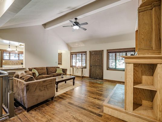 Interior, Living room, Pendant Lights, Wood Texture Flooring