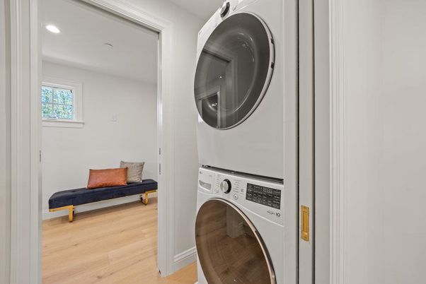 Interior, Recessed Lighting, Utility Closets, Washer, Wood Texture Flooring