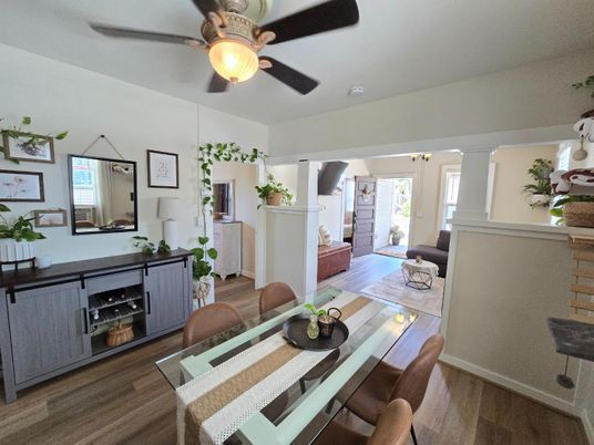 Dining room, Interior, Wood Texture Flooring