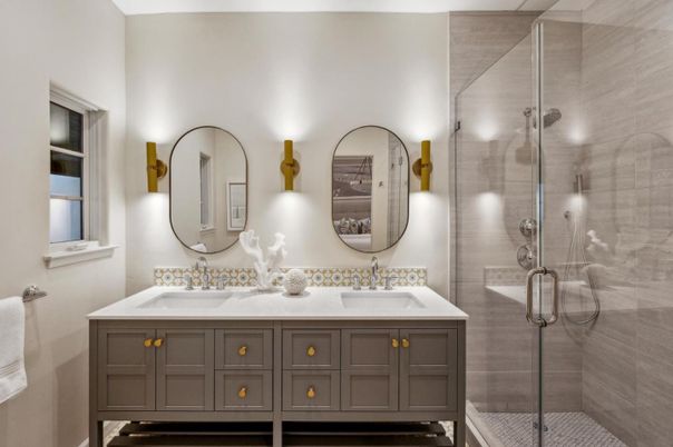 Bathroom, Dual Sink Vanities, Glass Shower, Interior