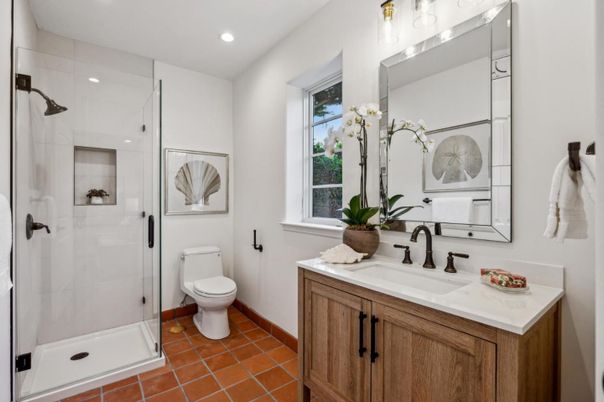 Bathroom, Glass Shower, Interior, Recessed Lighting
