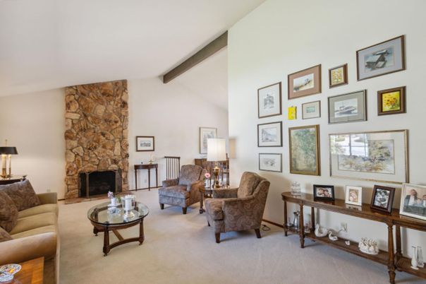 Fireplace, Interior, Living room, Stone Walls, Wooden Beams