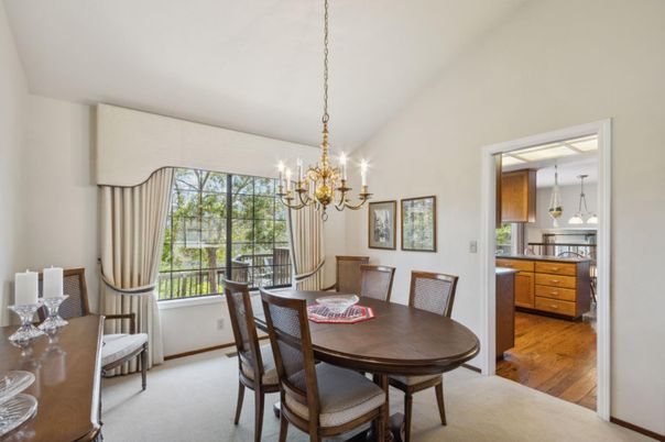 Chandelier, Dining room, Interior, Wood Texture Flooring