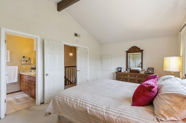 Bedroom, Interior, Pendant Lights, Wooden Beams