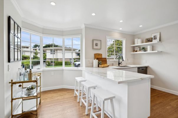 Interior, Kitchen, Recessed Lighting, Wood Texture Flooring