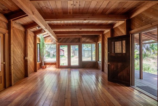 Empty room, Interior, Wooden Beams, Wooden Ceilings, Wood Texture Flooring, Wooden Walls