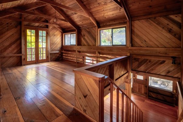 Empty room, Interior, Pendant Lights, Wooden Beams, Wooden Ceilings, Wood Texture Flooring, Wooden Walls