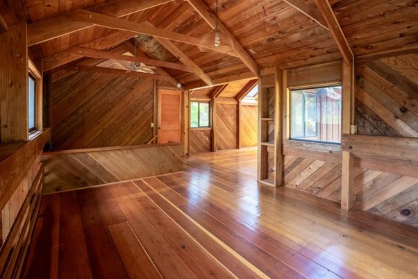 Empty room, Interior, Wooden Beams, Wooden Ceilings, Wood Texture Flooring, Wooden Walls
