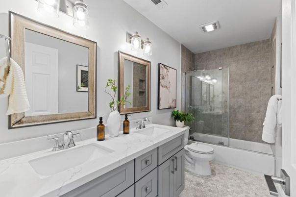 Bathroom, Dual Sink Vanities, Glass Shower, Interior