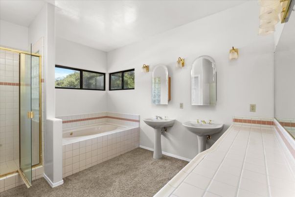 Bathroom, Dual Sink Vanities, Glass Shower, Interior, Tile Countertops