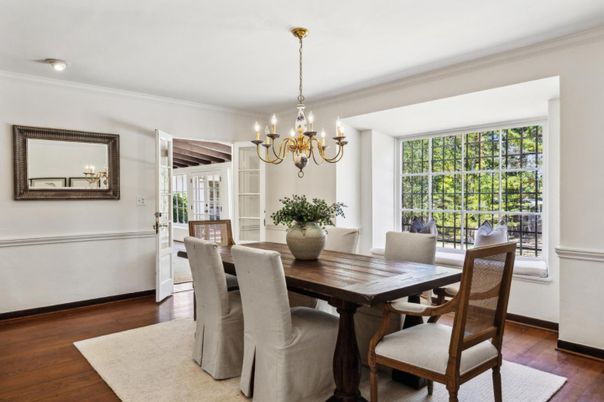 Chandelier, Dining room, Interior, Wood Texture Flooring