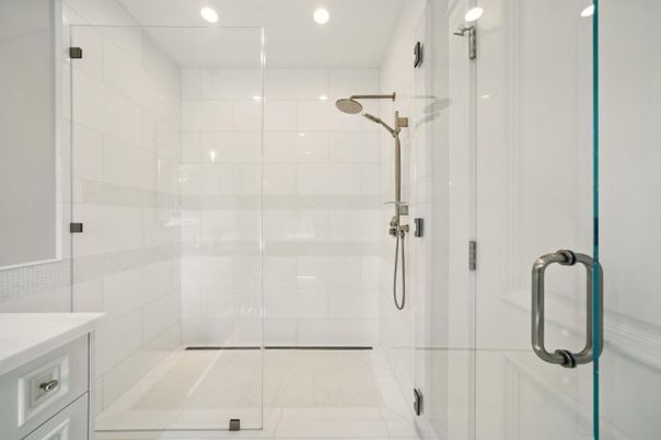 Bathroom, Glass Shower, Interior, Recessed Lighting