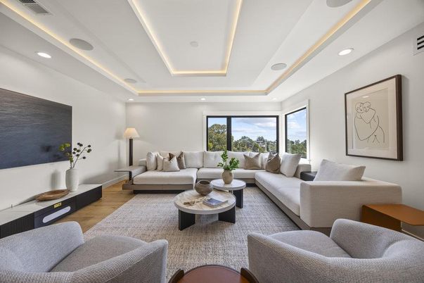 Interior, Living room, Recessed Lighting, Wood Texture Flooring