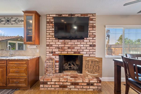 Fireplace, Interior, Stone Walls, Wood Texture Flooring