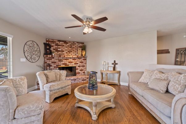 Fireplace, Interior, Living room, Stone Walls, Wood Texture Flooring