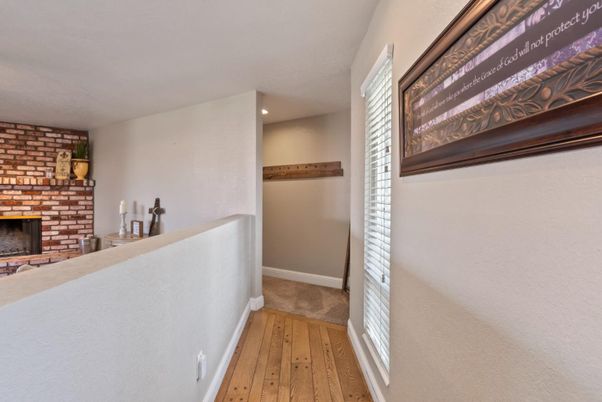 Fireplace, Interior, Recessed Lighting, Stone Walls, Wood Texture Flooring