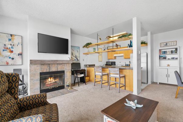 Fireplace, Interior, Kitchen, Living room, Pendant Lights