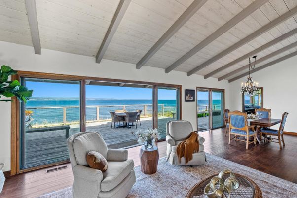 Chandelier, Dining room, Interior, Living room, Water, Wooden Beams, Wooden Ceilings, Wood Texture Flooring