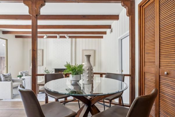 Dining room, Interior, Wooden Beams, Wood Texture Flooring