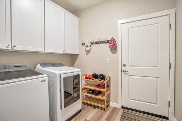 Interior, Washer, Wood Texture Flooring