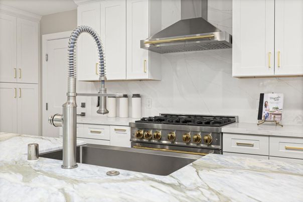 Interior, Kitchen, Marble Walls, Stainless Steel Appliances