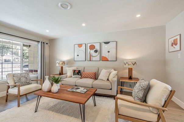 Interior, Living room, Recessed Lighting, Wood Texture Flooring