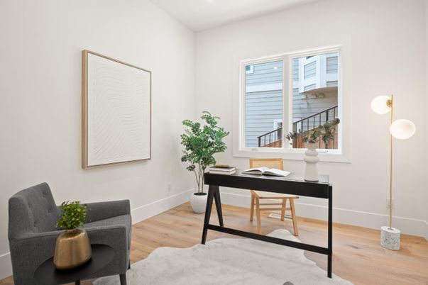 Home Office, Interior, Recessed Lighting, Wood Texture Flooring
