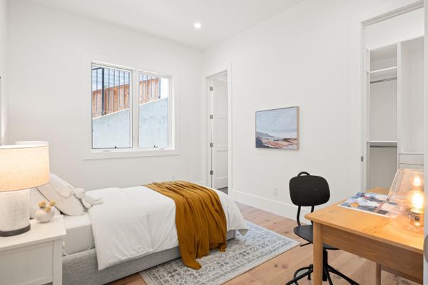 Bedroom, Home Office, Interior, Recessed Lighting, Wood Texture Flooring