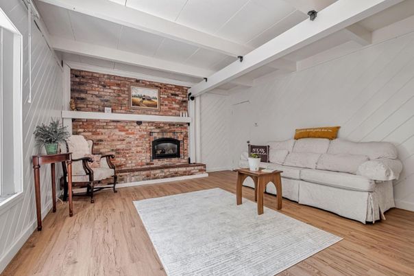 Fireplace, Interior, Stone Walls, Wood Texture Flooring