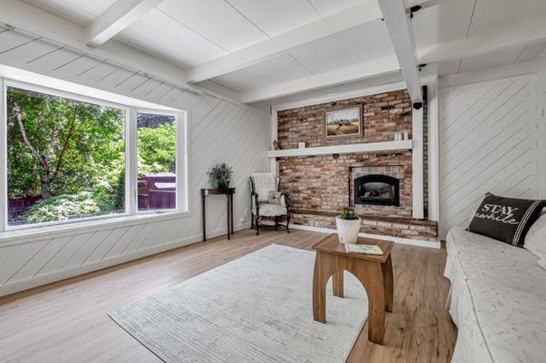 Fireplace, Interior, Stone Walls, Wood Texture Flooring