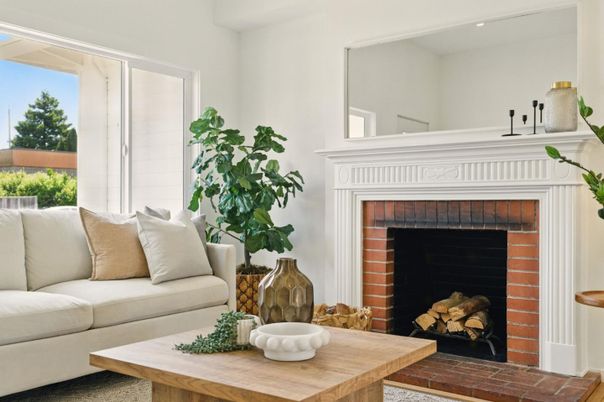 Fireplace, Interior, Living room, Recessed Lighting