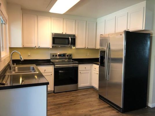 Interior, Kitchen, Stainless Steel Appliances, Wood Texture Flooring