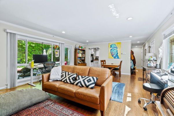 Home Office, Interior, Living room, Recessed Lighting, Wood Texture Flooring