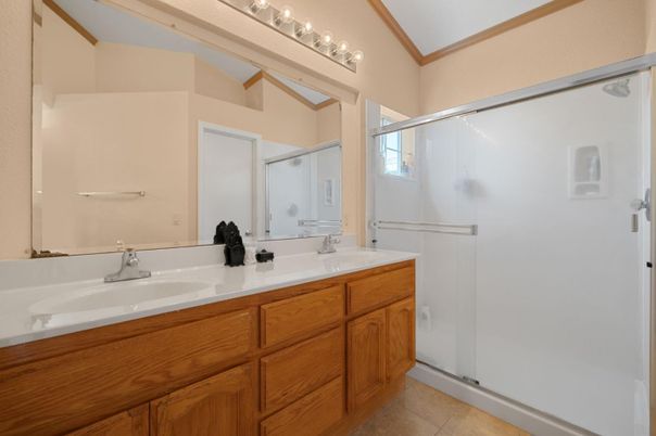 Bathroom, Dual Sink Vanities, Glass Shower, Interior