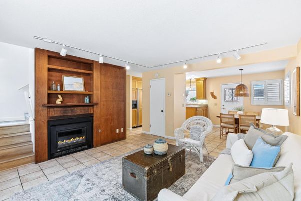 Dining room, Fireplace, Interior, Living room, Pendant Lights