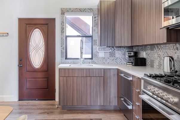 Interior, Kitchen, Stainless Steel Appliances, Wood Texture Flooring