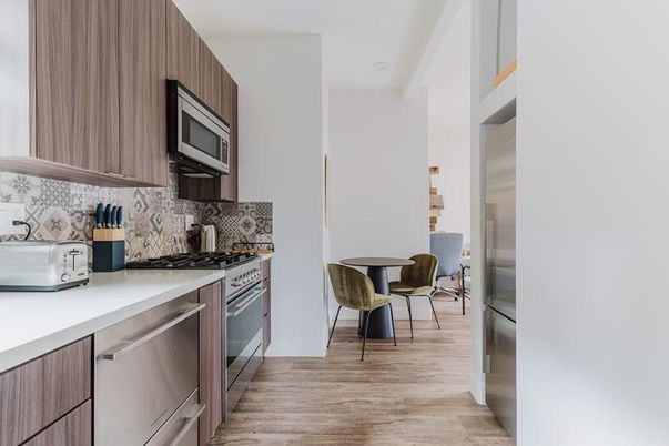 Interior, Kitchen, Stainless Steel Appliances, Wood Texture Flooring