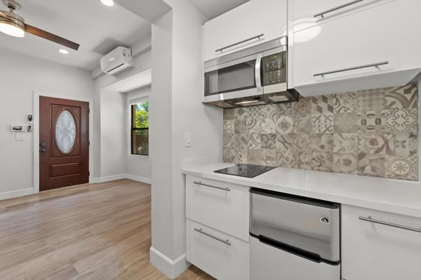 Interior, Kitchen, Recessed Lighting, Wood Texture Flooring