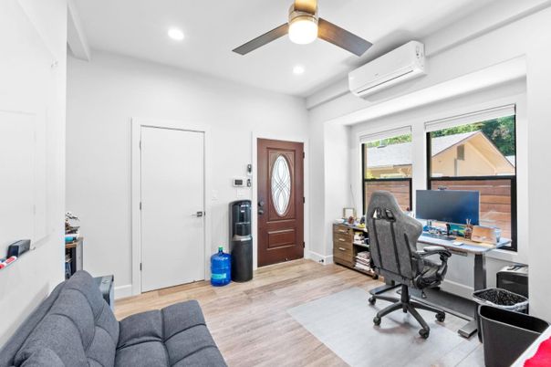 Home Office, Interior, Recessed Lighting, Wood Texture Flooring