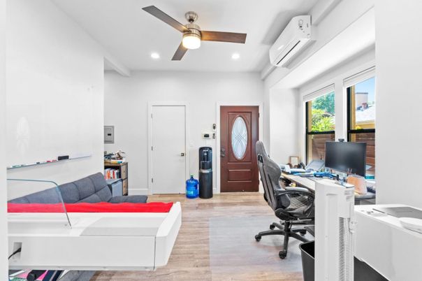 Home Office, Interior, Recessed Lighting, Wood Texture Flooring