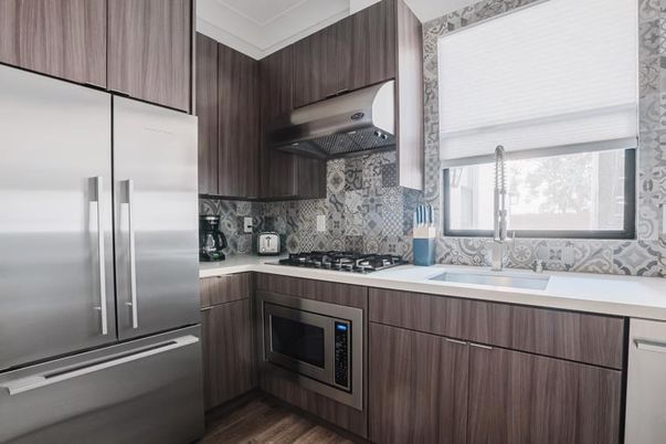 Interior, Kitchen, Stainless Steel Appliances, Wood Texture Flooring