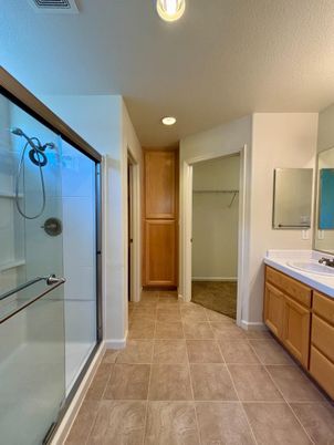 Bathroom, Dual Sink Vanities, Glass Shower, Interior, Recessed Lighting
