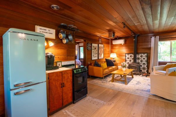 Fireplace, Interior, Living room, Recessed Lighting, Wooden Ceilings, Wood Texture Flooring, Wooden Walls
