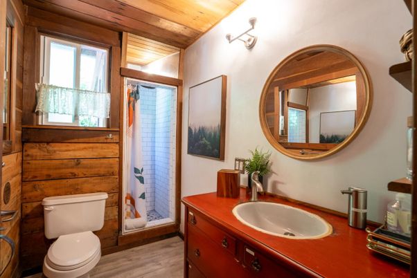 Bathroom, Interior, Wooden Ceilings, Wood Texture Flooring