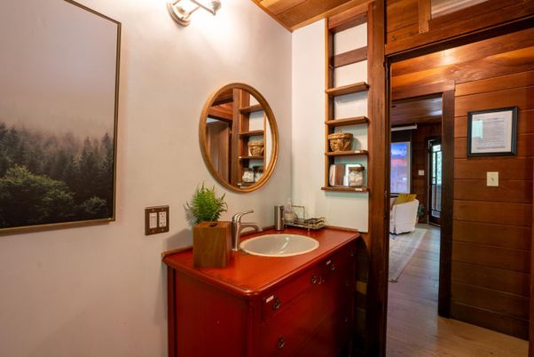 Bathroom, Interior, Wood Texture Flooring, Wooden Walls