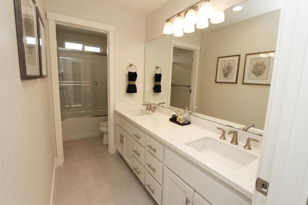 Bathroom, Dual Sink Vanities, Glass Shower, Interior, Recessed Lighting