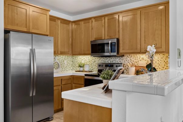 Interior, Kitchen, Stainless Steel Appliances, Tile Countertops