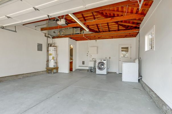 Garage, Interior, Washer, Wooden Beams, Wooden Ceilings
